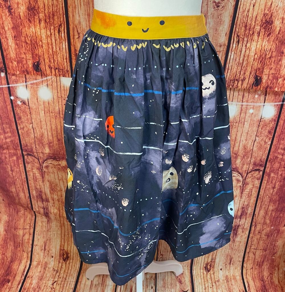 ModCloth Space Planet Solar System Skirt size XS Extra Small 100% Cotton Pockets